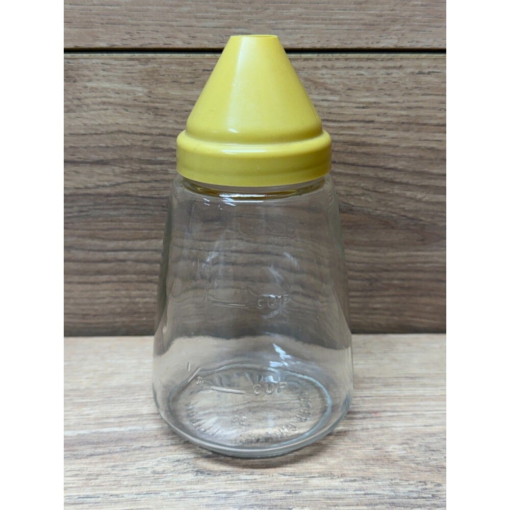 Vintage Federal Housewares Glass Sugar Dispenser Gold Plastic Lid